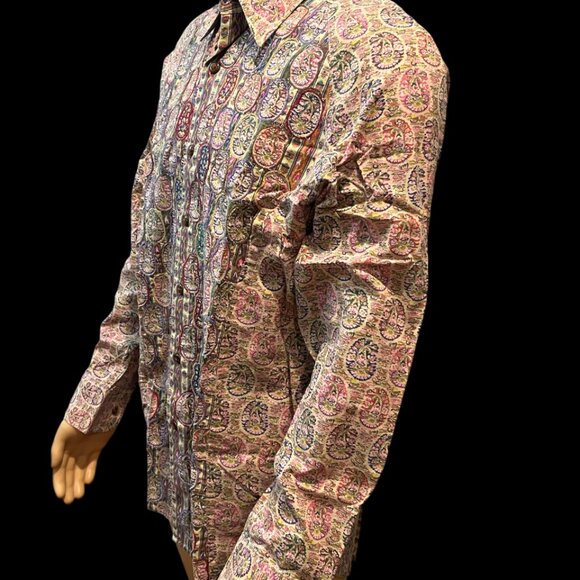 Robert Graham Large Embroidered Patch Shirt (EUC) Rare! - Picture 6 of 7